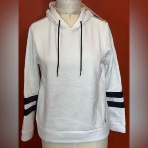 Nautica White and Navy Hoodie Sweatshirt Sz S